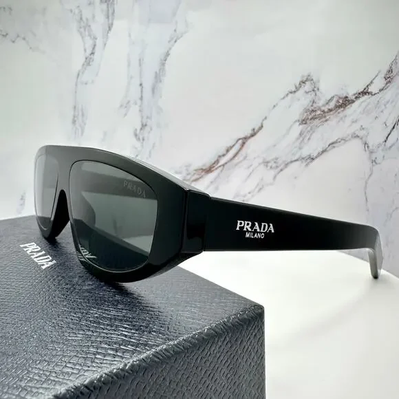 New PRADA Sunglasses Black Gray Lens 57-13-140 Authentic Prada - Picture 12 of 16